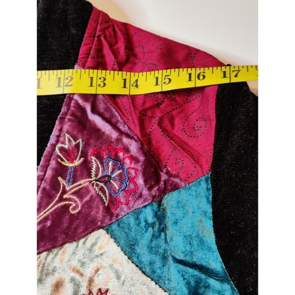 White Stag Womens Floral Embroidered Velvet‎ Jacket Beaded Button Up Black S 4/6 - Picture 6 of 9